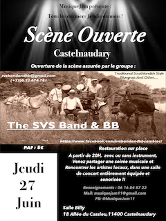 Concert Country "SVS BAND & BB" + Scène ouverte Jeudi 27 Juin 2019
