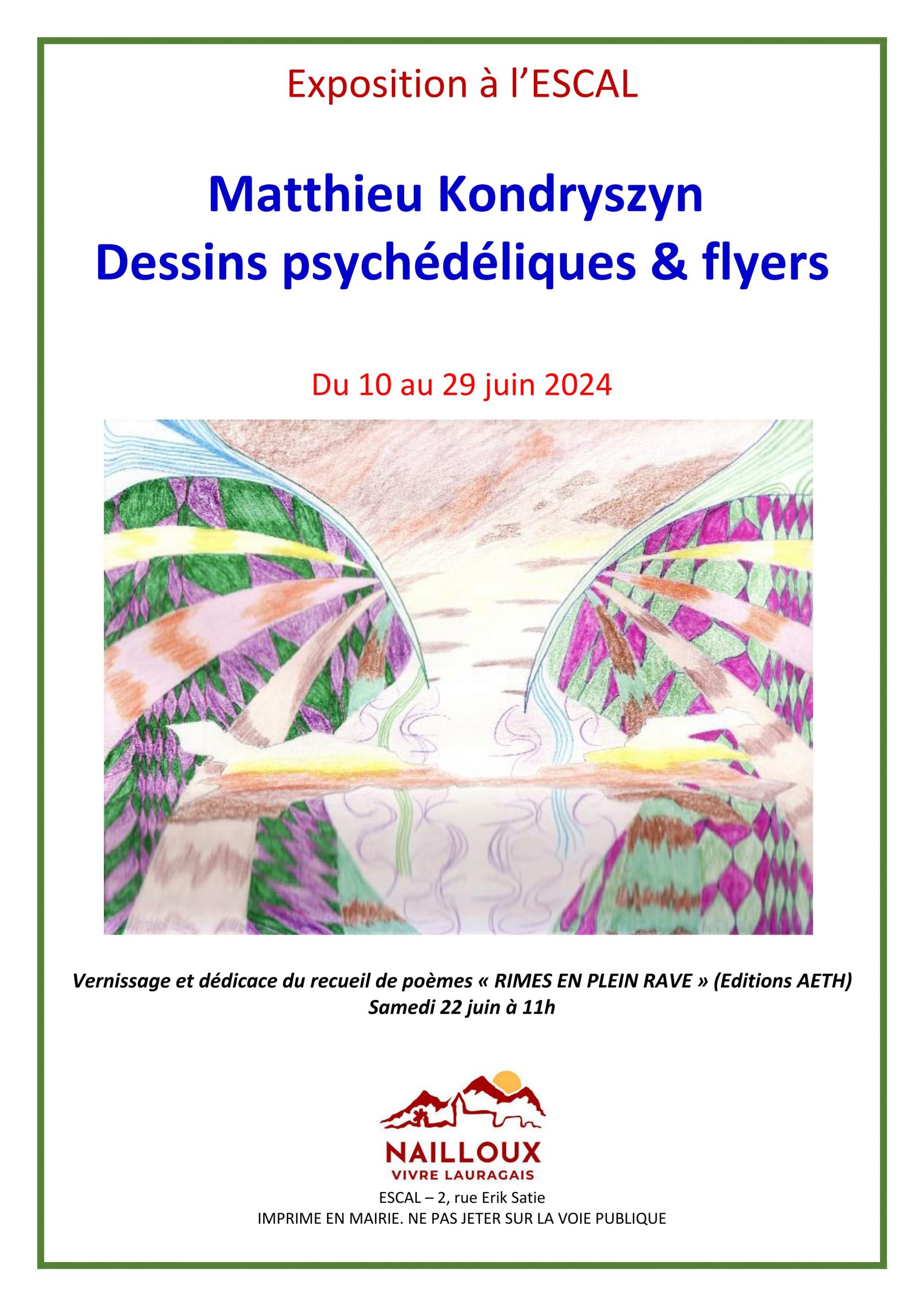 Exposition : "Dessins psychédéliques & flyers" par Matthieu Kondryszyn